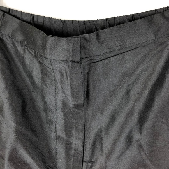 Neiman Marcus M 100%Silk Pant Stretch Waist Black - Picture 4 of 8